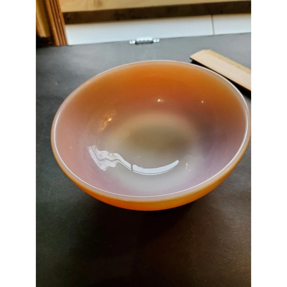 Bowl Anchor Hocking Fire King Ombre Two Tone Orange Cereal Soup Chili 5